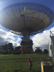 Abby standing in front of the Dish @ Parkes