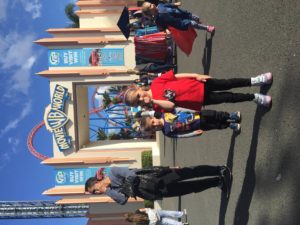 Abby and Aiden looking very excited about being back at Movie World