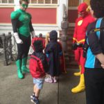 Abby and Aiden meeting the Green Lantern, Super Girl and the Flash