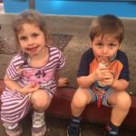 Abby and Aiden making a mess with Ice Cream