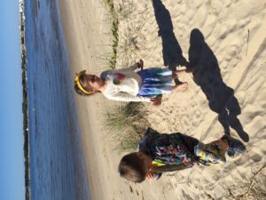 Abby and Aiden on the Beach on the way back from the Movies