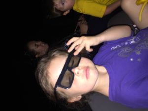 Abby wearing 3D Glasses at the Sponge Bob Square Pants Movie at Sea World.