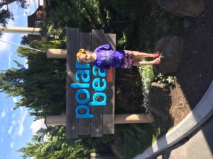 Abby out the the front of Polar Bears enclosure at Sea World