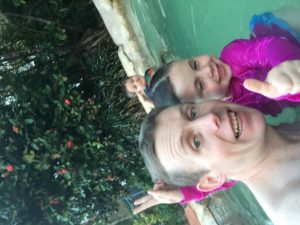 Abby, Aiden and Daddy in the warm pool